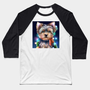 Cute Yorkshire Terrier Drawing Baseball T-Shirt